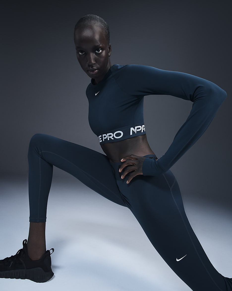 Nike Pro Sculpt Leggings in voller Länge mit hohem Bund (Damen) - Armory Navy/Weiß