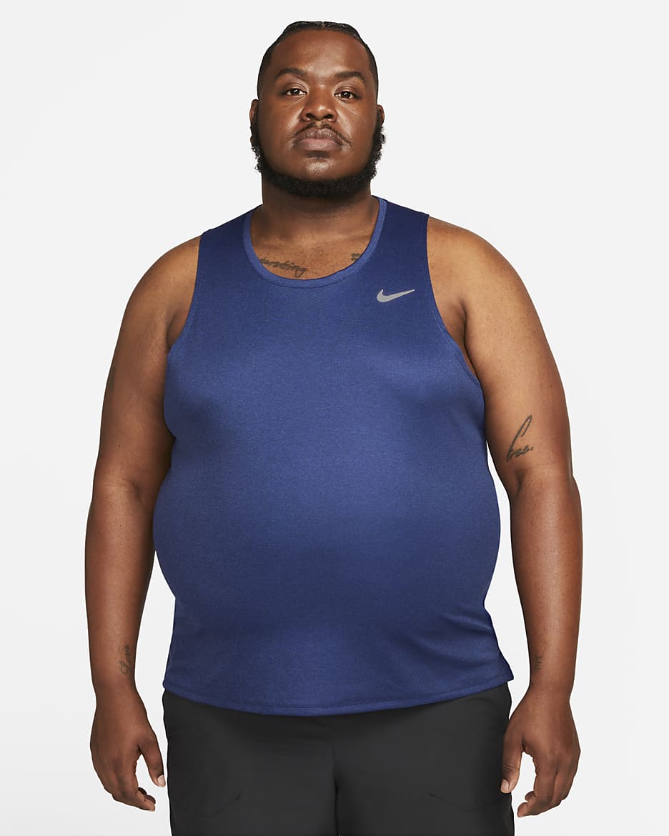 Nike Miler Men's Dri-FIT Running Tank - Midnight Navy/Game Royal/Heather