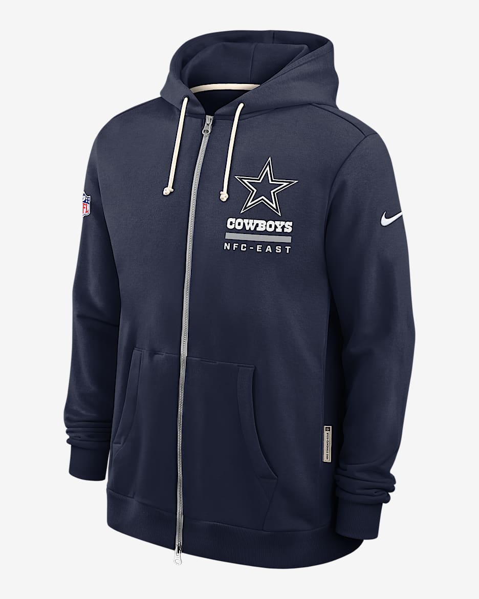 Sudadera con gorro Nike Dri-FIT de la NFL de cierre completo para hombre Dallas Cowboys Utility Player Sideline - Azul marino