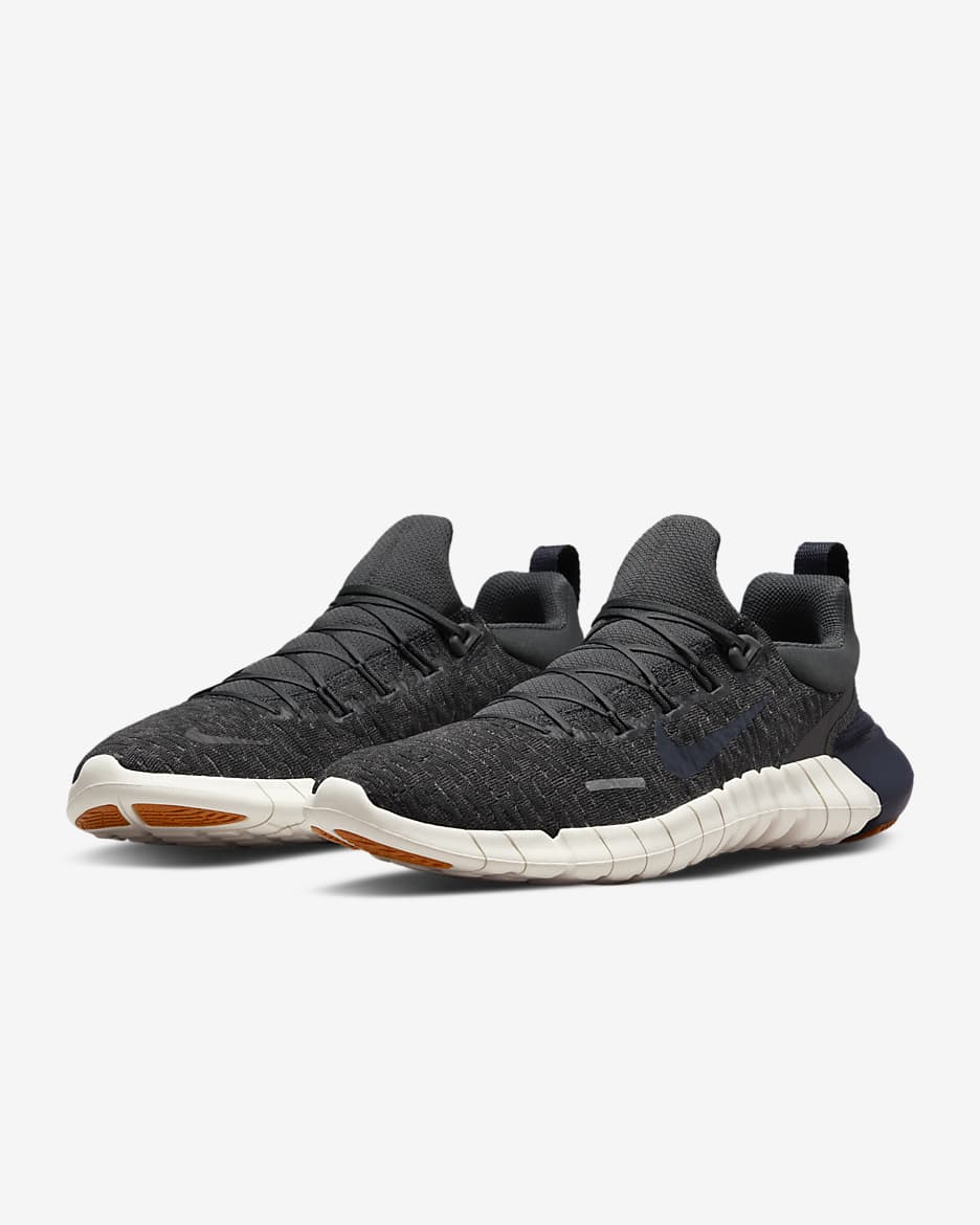 Nike Free Run 5.0 Men's Road Running Shoes - Anthracite/Medium Ash/Kumquat/Blackened Blue