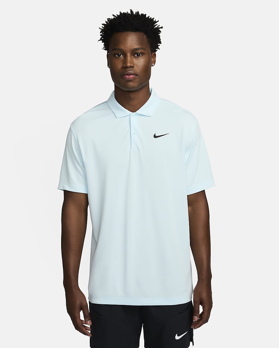 NikeCourt Dri-FIT Men's Tennis Polo - Glacier Blue/Black