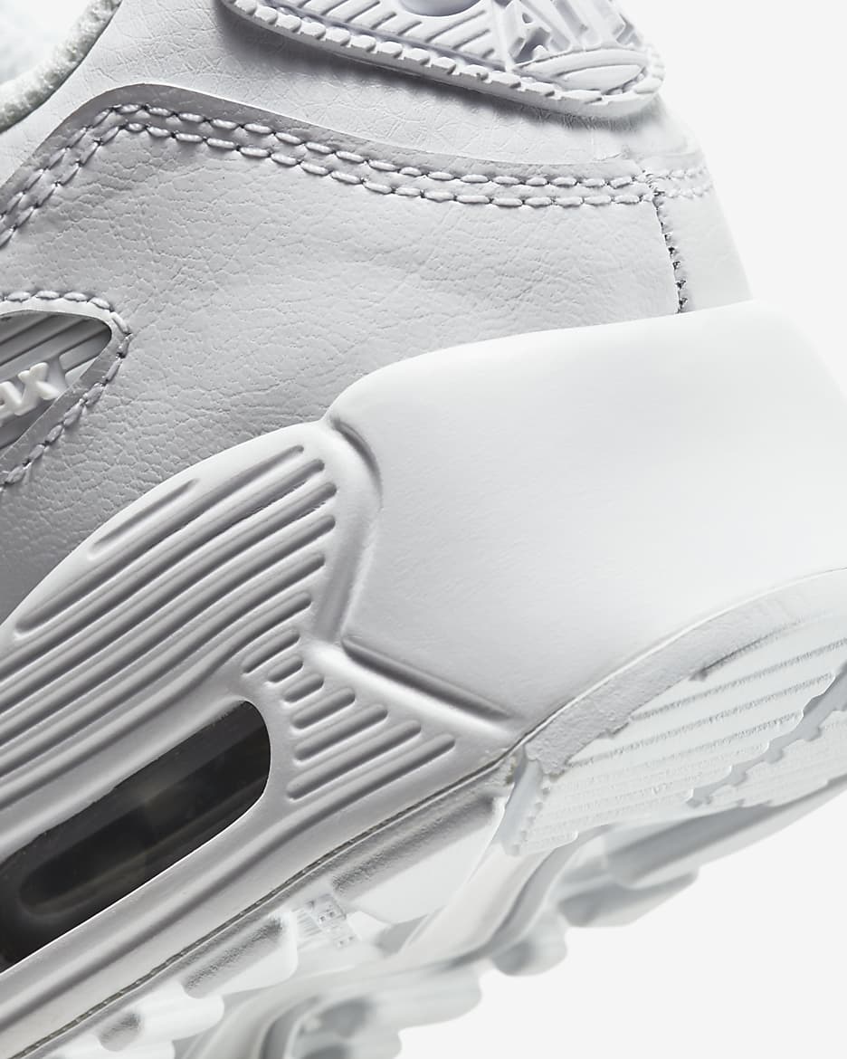 Tenis para niños de preescolar Nike Air Max 90 LTR - Blanco/Plata metalizado/Blanco/Blanco