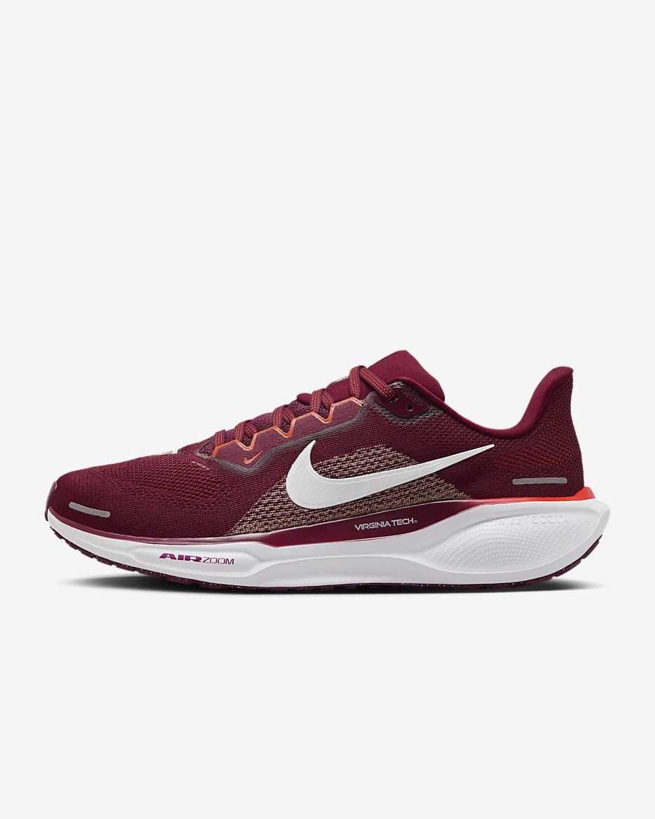 Virginia Tech Pegasus 41 Men's Nike College Road Running Shoes - Deep Maroon/White/University Orange/White