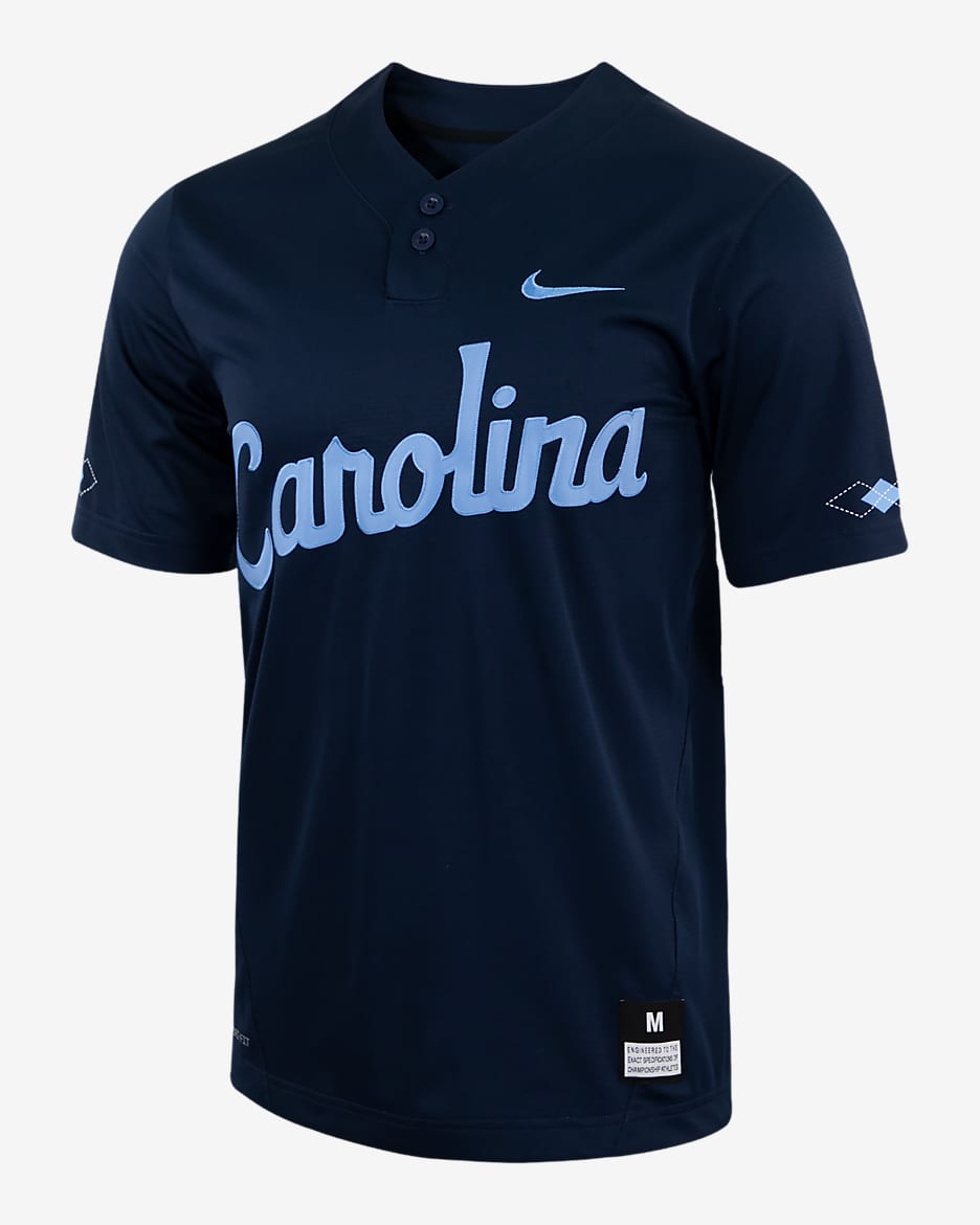 Jersey de béisbol con 2 botones para hombre Nike College (North Carolina) - Azul marino universitario