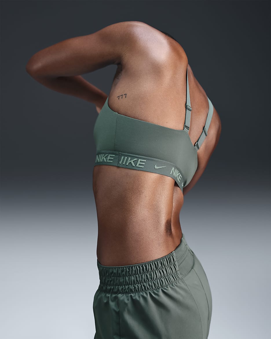 Nike Indy Medium-Support Women's Padded Adjustable Sports Bra - Vintage Green