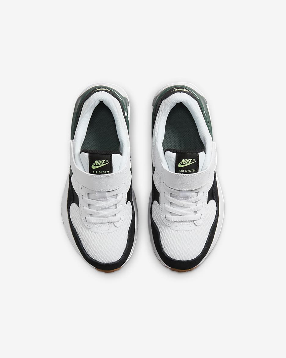 Nike Air Max SYSTM Younger Kids' Shoes - White/Black/Barely Volt/Vintage Green