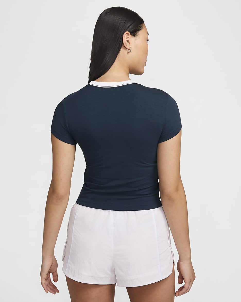 Nike Sportswear Chill Knit Women's Slim Cropped Tee - Armory Navy/White