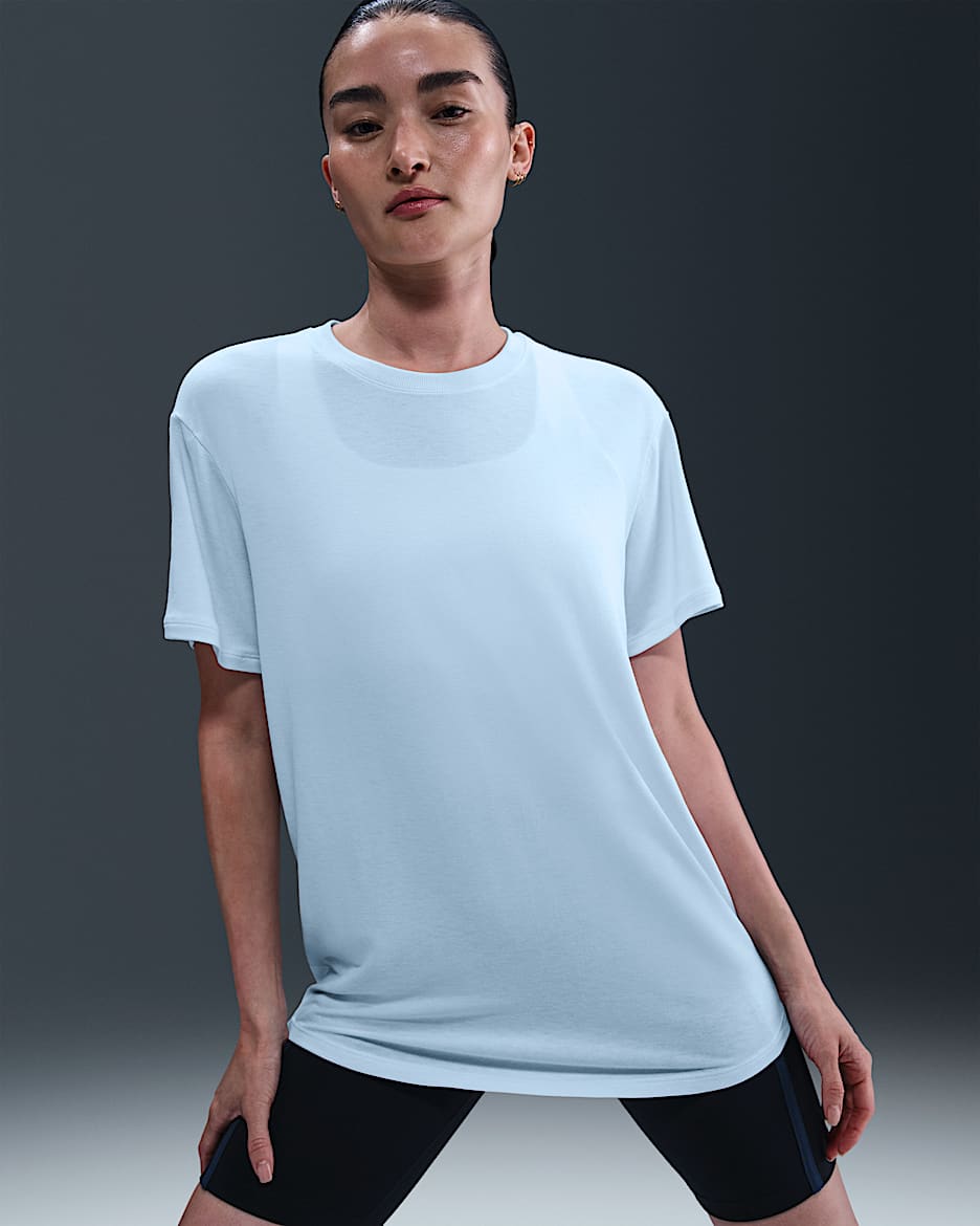 ナイキ ワン リラックスド ウィメンズ Dri-FIT ショートスリーブ トップ - ブルーティント/ブラック
