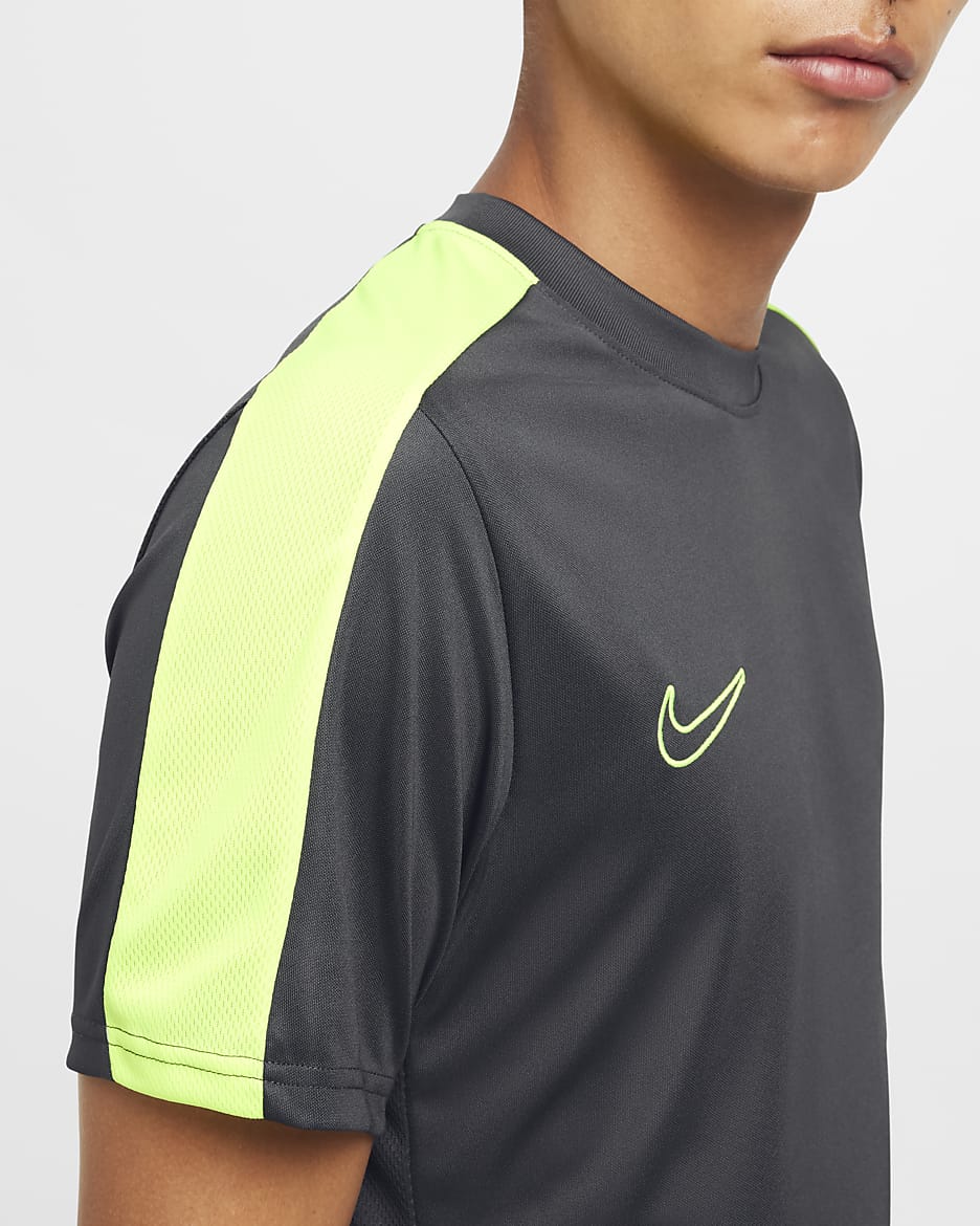 Męska koszulka piłkarska z krótkim rękawem Dri-FIT Nike Academy - Anthracite/Volt/Volt