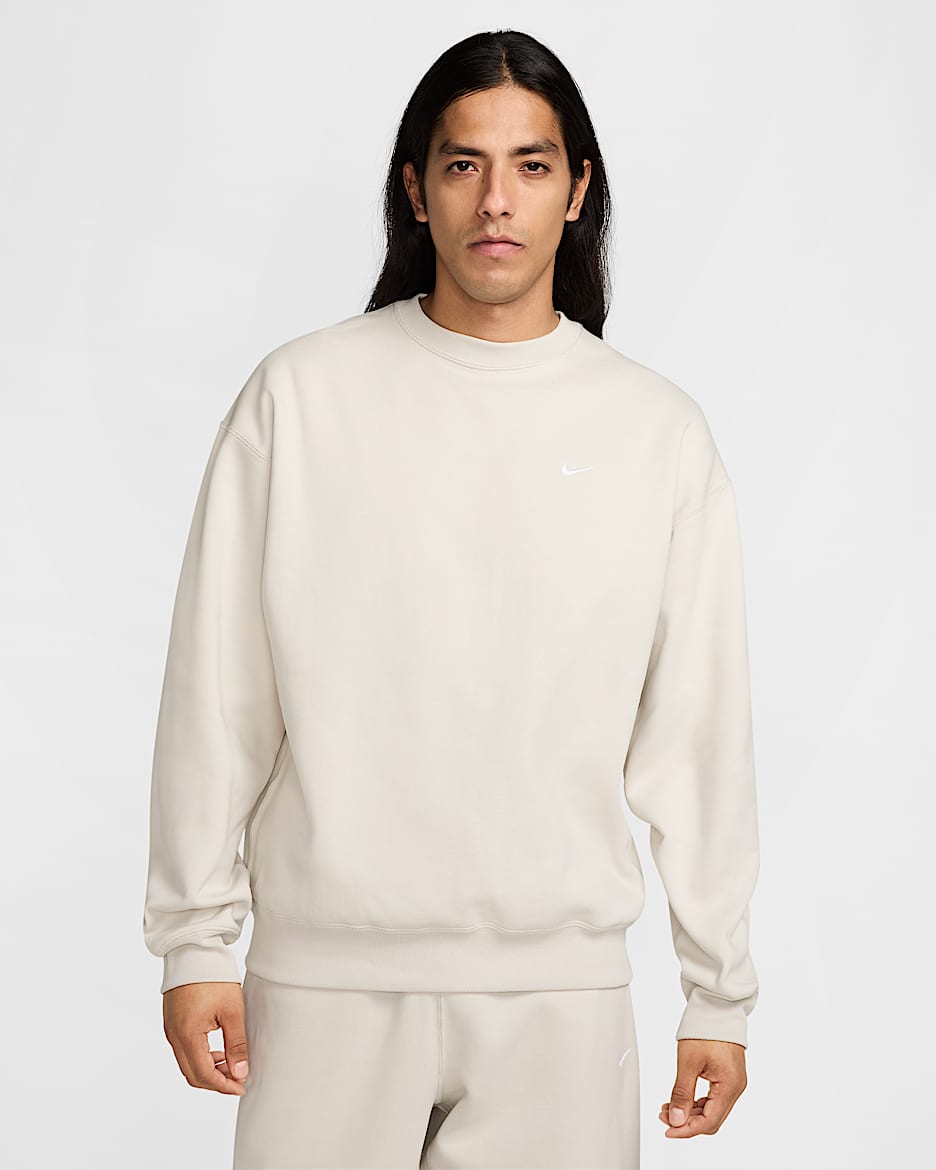 Haut en tissu Fleece Nike Solo Swoosh pour Homme - Light Bone/Blanc