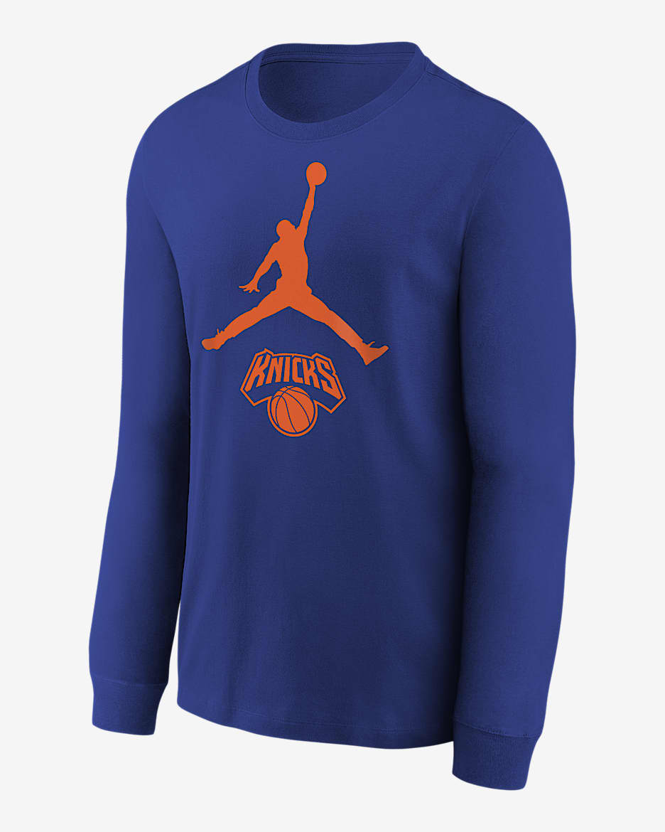 Playera de manga larga Jordan de la NBA para niños talla grande New York Knicks Essential - Negro