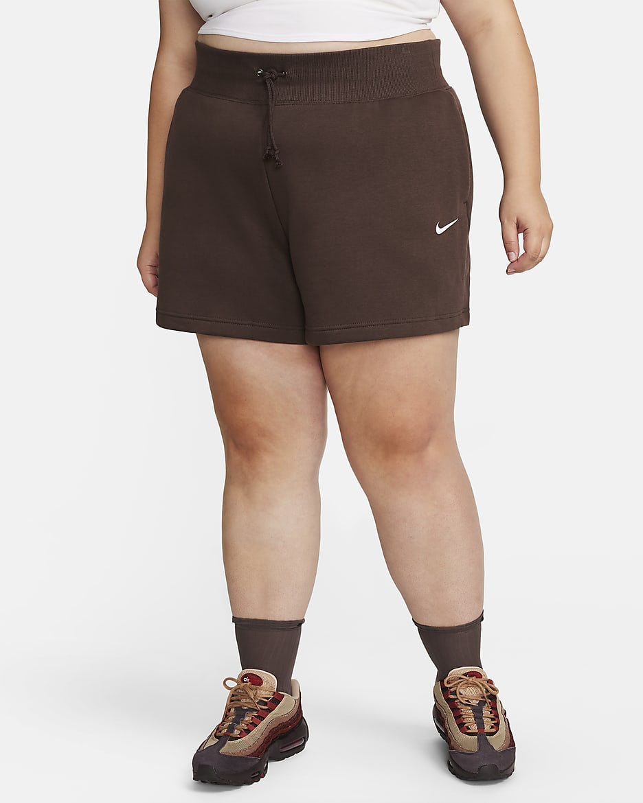 Nike Sportswear Phoenix Fleece Women's High-Waisted Loose Shorts (Plus Size) - Baroque Brown/Sail