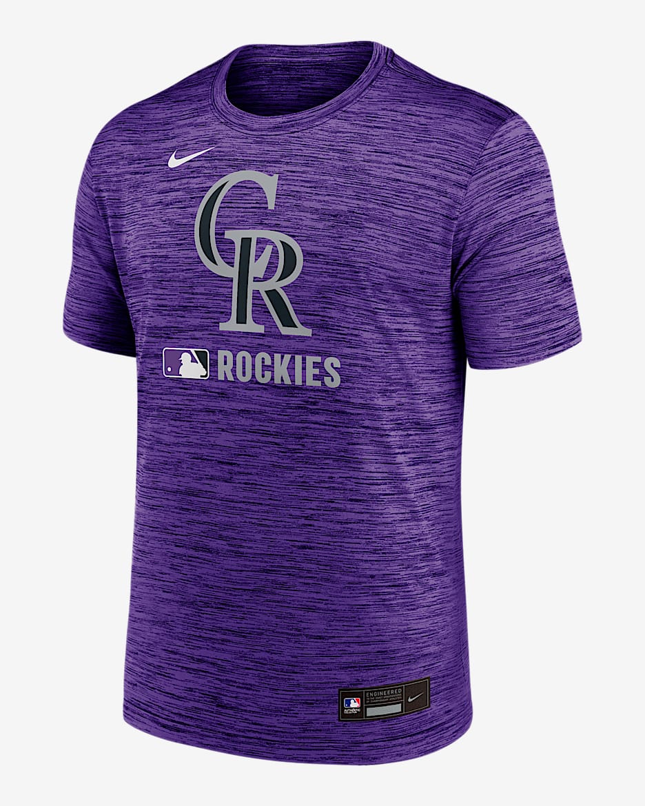 Playera Nike Dri-FIT de la MLB para hombre Colorado Rockies Authentic Collection Velocity - Morado