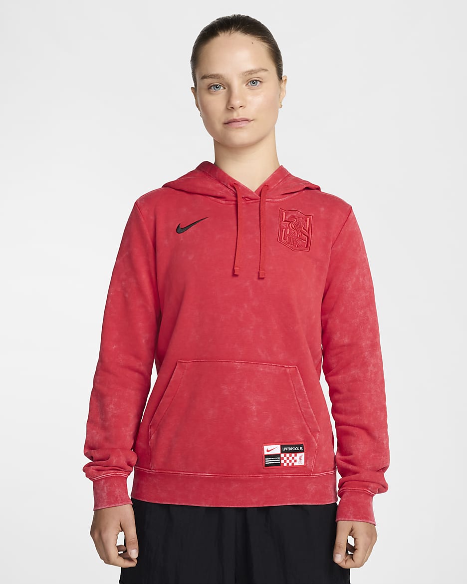 Liverpool FC Club Fleece Third Women's Nike Soccer Pullover Hoodie - University Red/Black