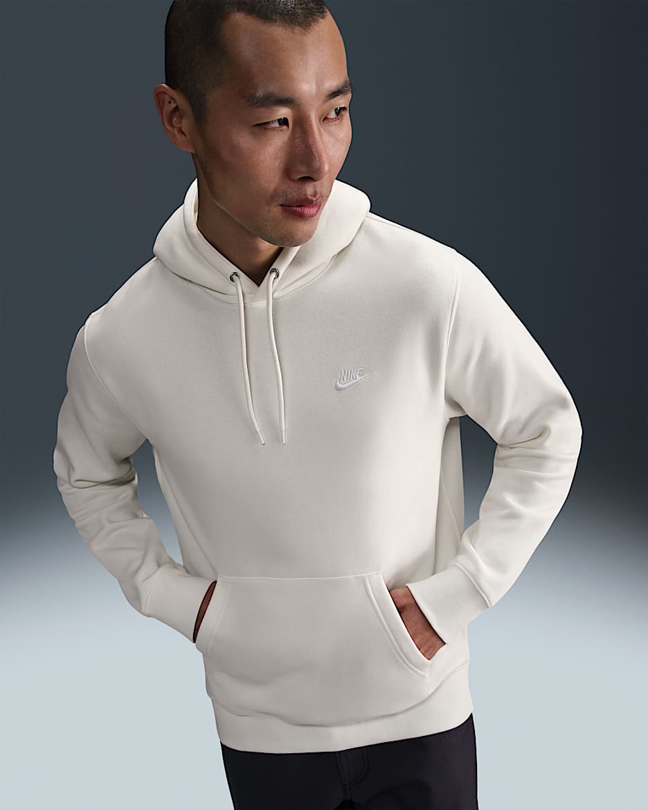 Nike Club Men's Pullover Fleece Hoodie - Sail/Sail/White