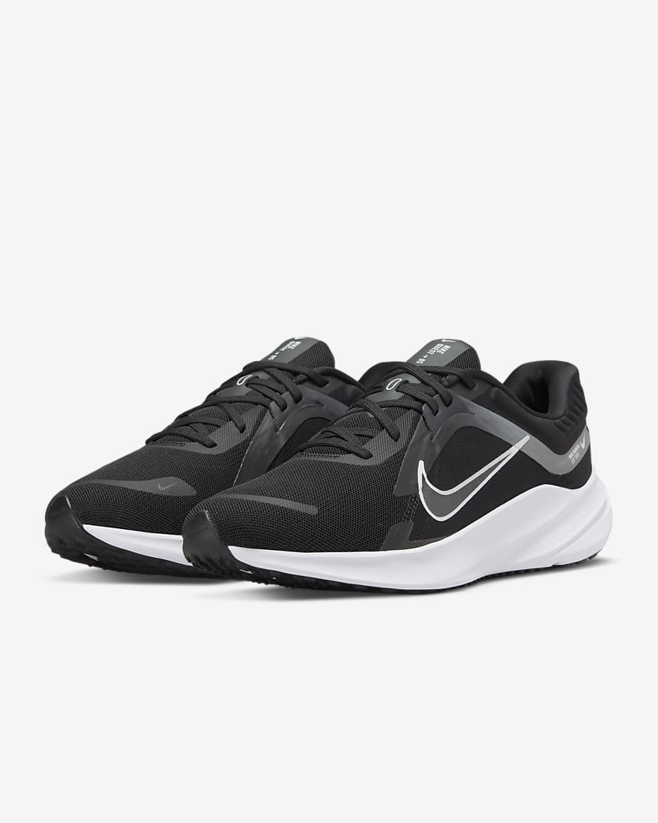 Nike Quest 5 Men's Road Running Shoes - Black/Smoke Grey/Dark Smoke Grey/White