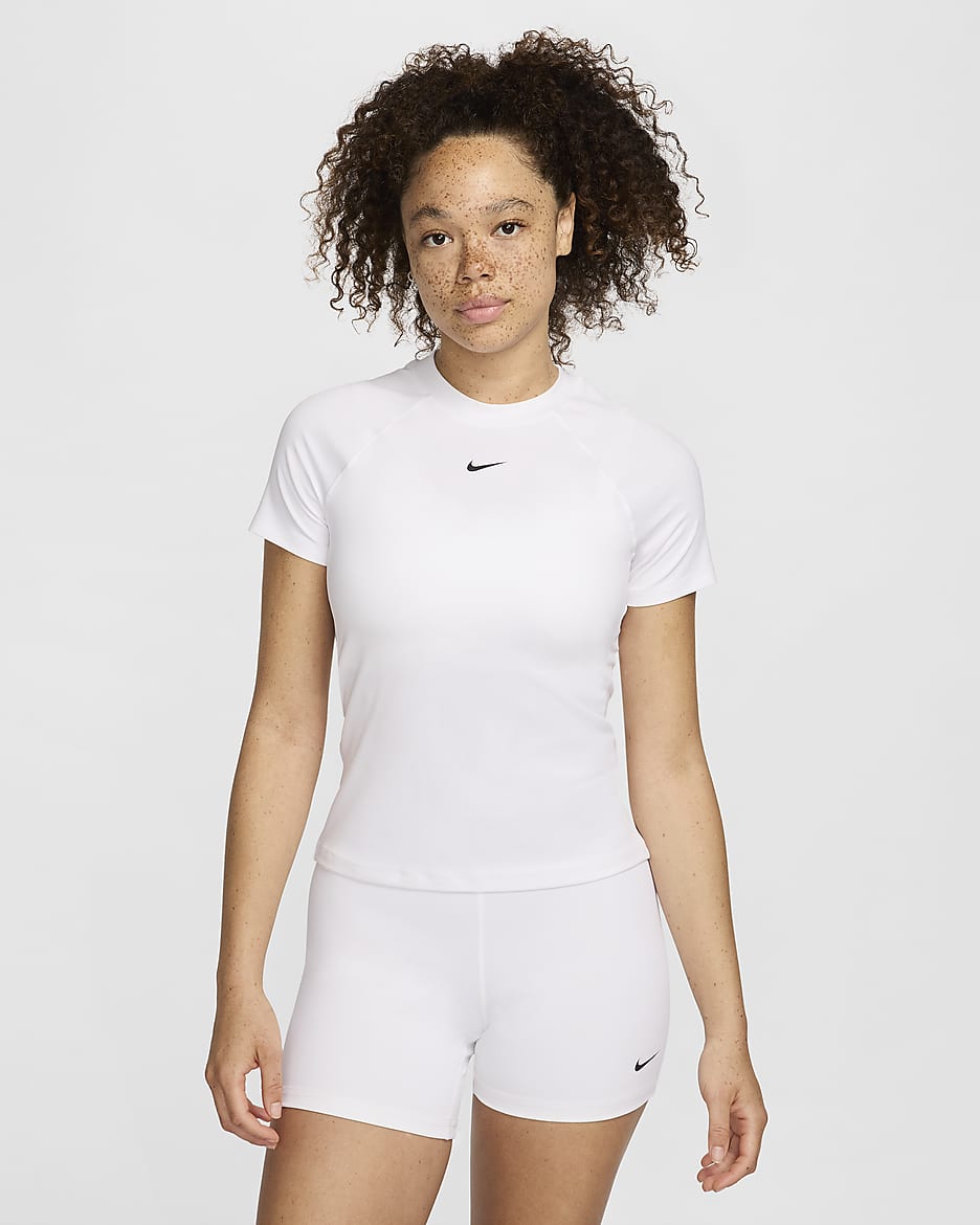 Playera de manga corta Dri-FIT para mujer Nike Pro - Blanco/Negro