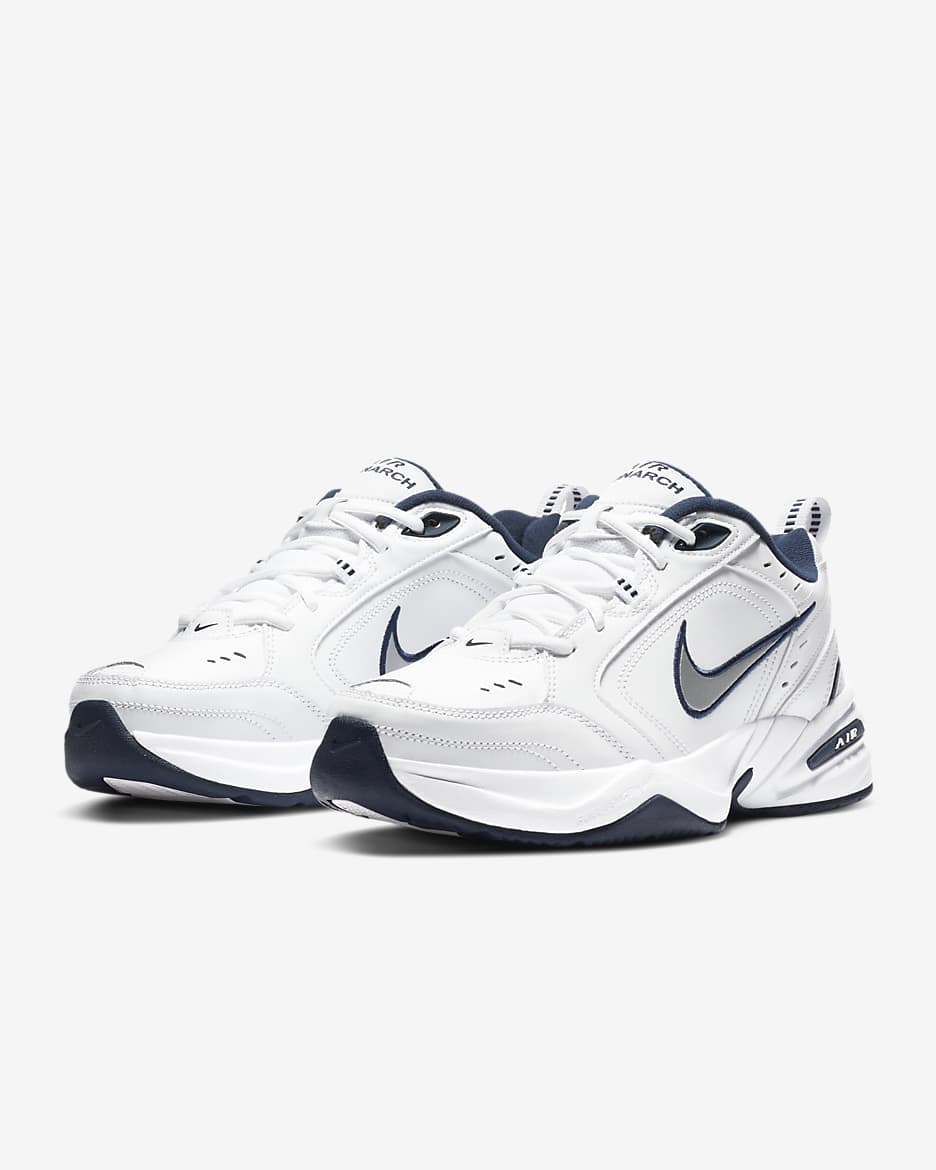 Nike Air Monarch IV Men's Workout Shoes - White/Metallic Silver