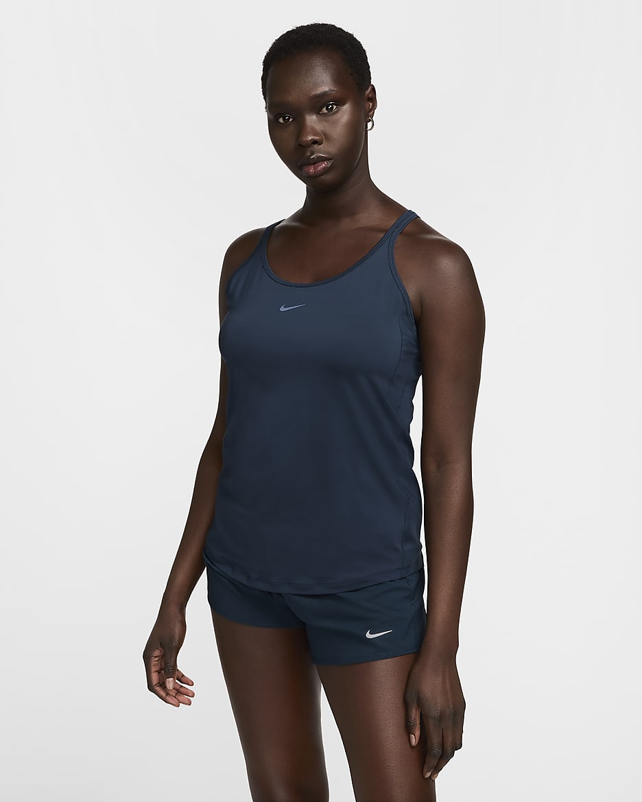 Nike One Classic Dri-FIT-tanktop med stropper til kvinder - Armory Navy/sort