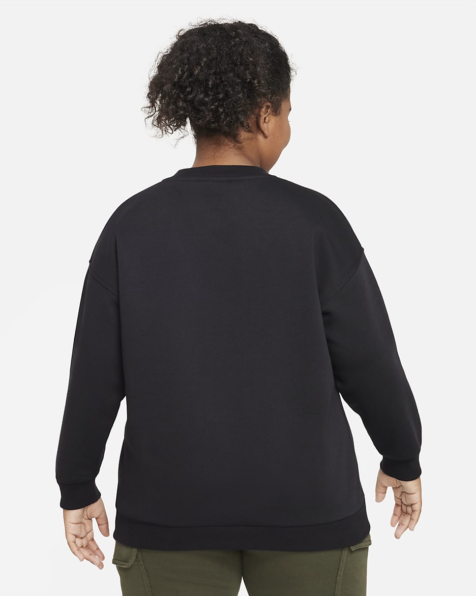 Nike Sportswear Club Fleece oversized sweatshirt voor meisjes (ruimere maten) - Zwart/Wit