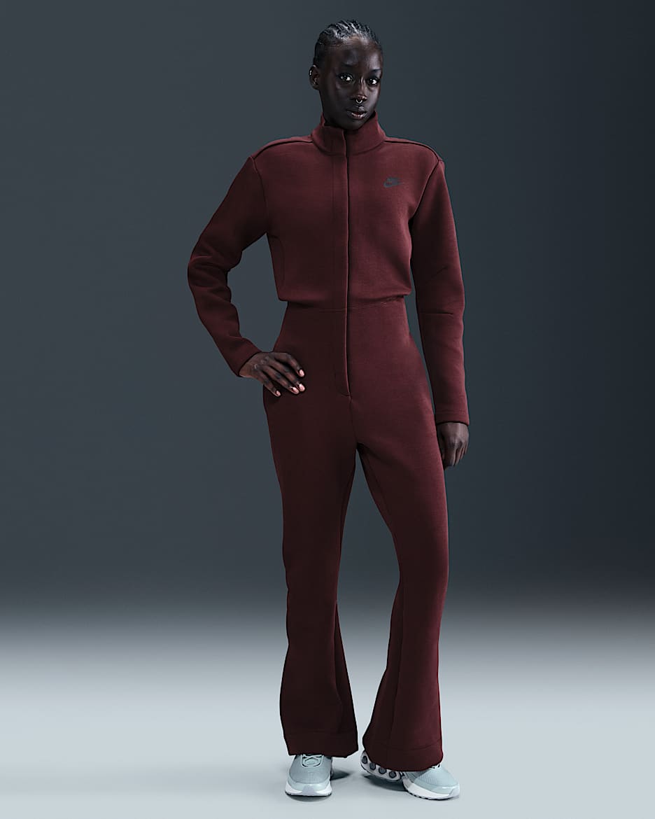 Nike Sportswear Tech Fleece Women's Jumpsuit - Burgundy Crush/Black