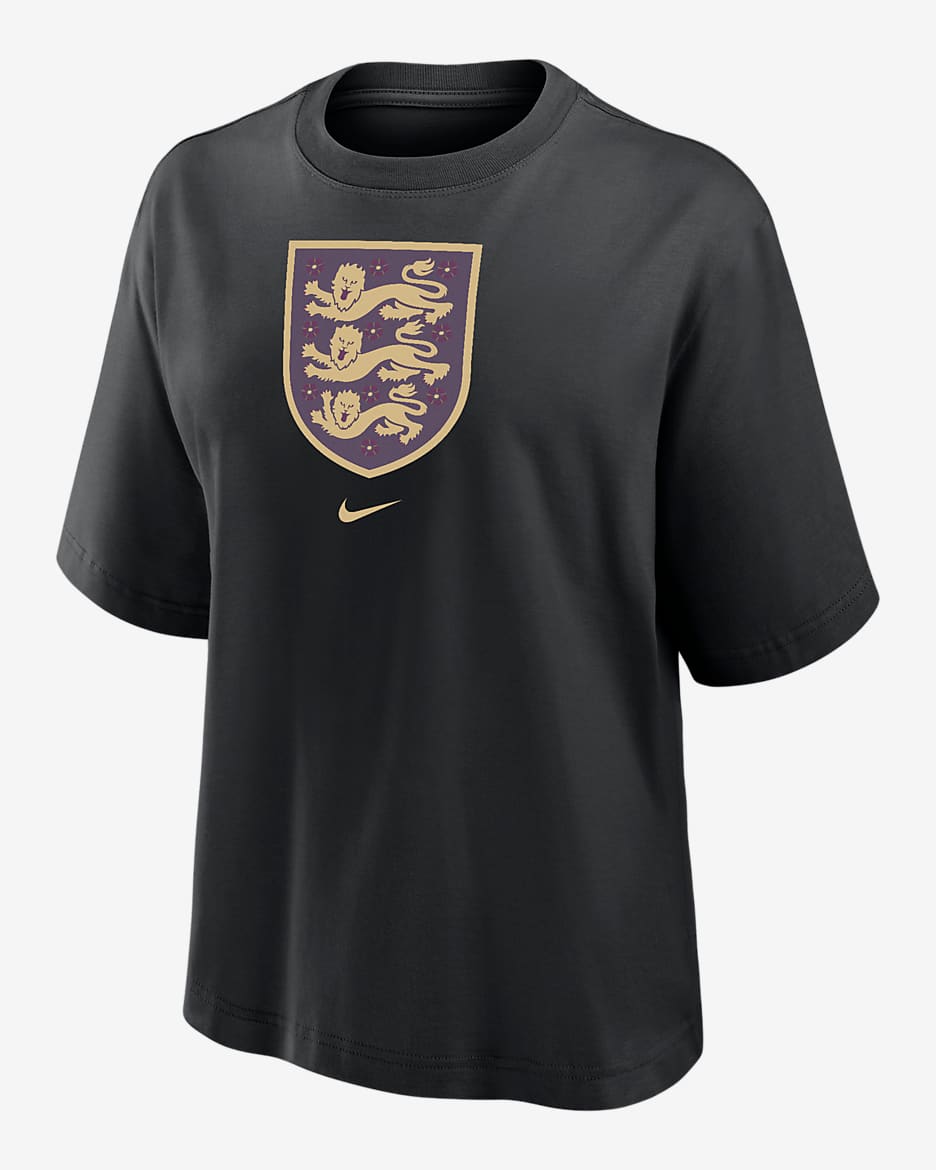 Playera de fútbol Nike de corte cuadrado para mujer England - Negro