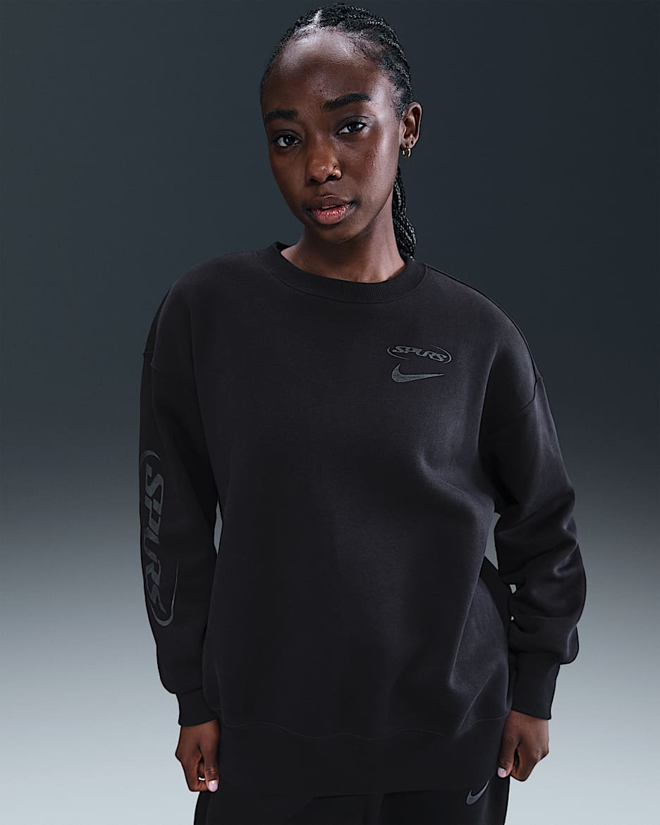 Tottenham Hotspur Phoenix Fleece Women's Nike Football Oversized Crew-Neck Sweatshirt - Black/Black