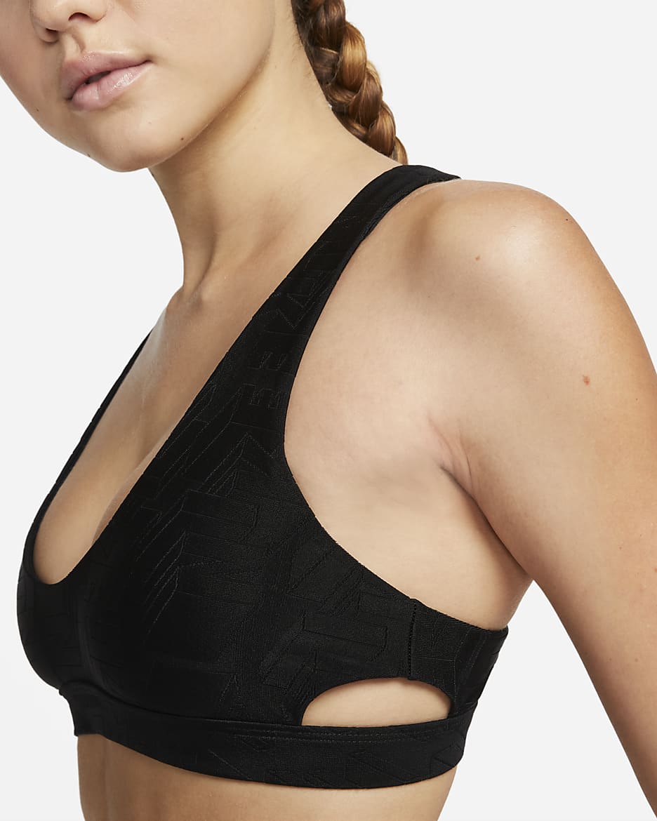 Nike Women's Cut-Out Bikini Swimming Top - Black/White