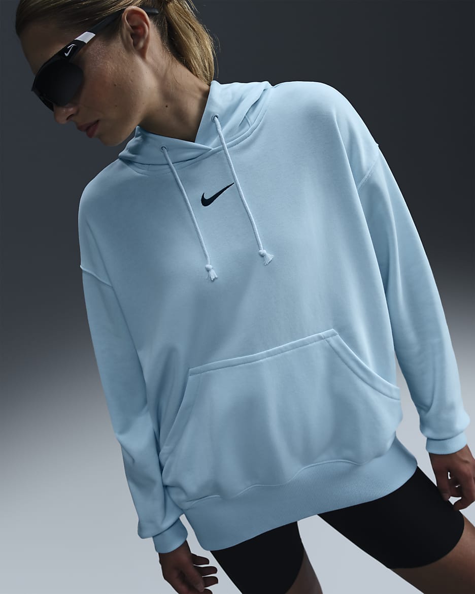 Sudadera con gorro sin cierre de French Terry oversized para mujer Nike Sportswear Phoenix Fleece - Azul glacial/Negro