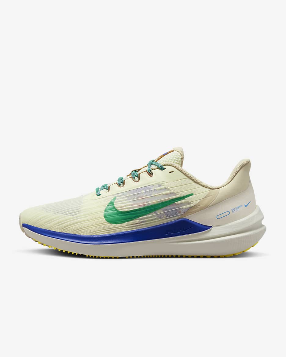 Nike Winflo 9 Premium Men's Road Running Shoes - Coconut Milk/Sand Drift/Racer Blue/Stadium Green