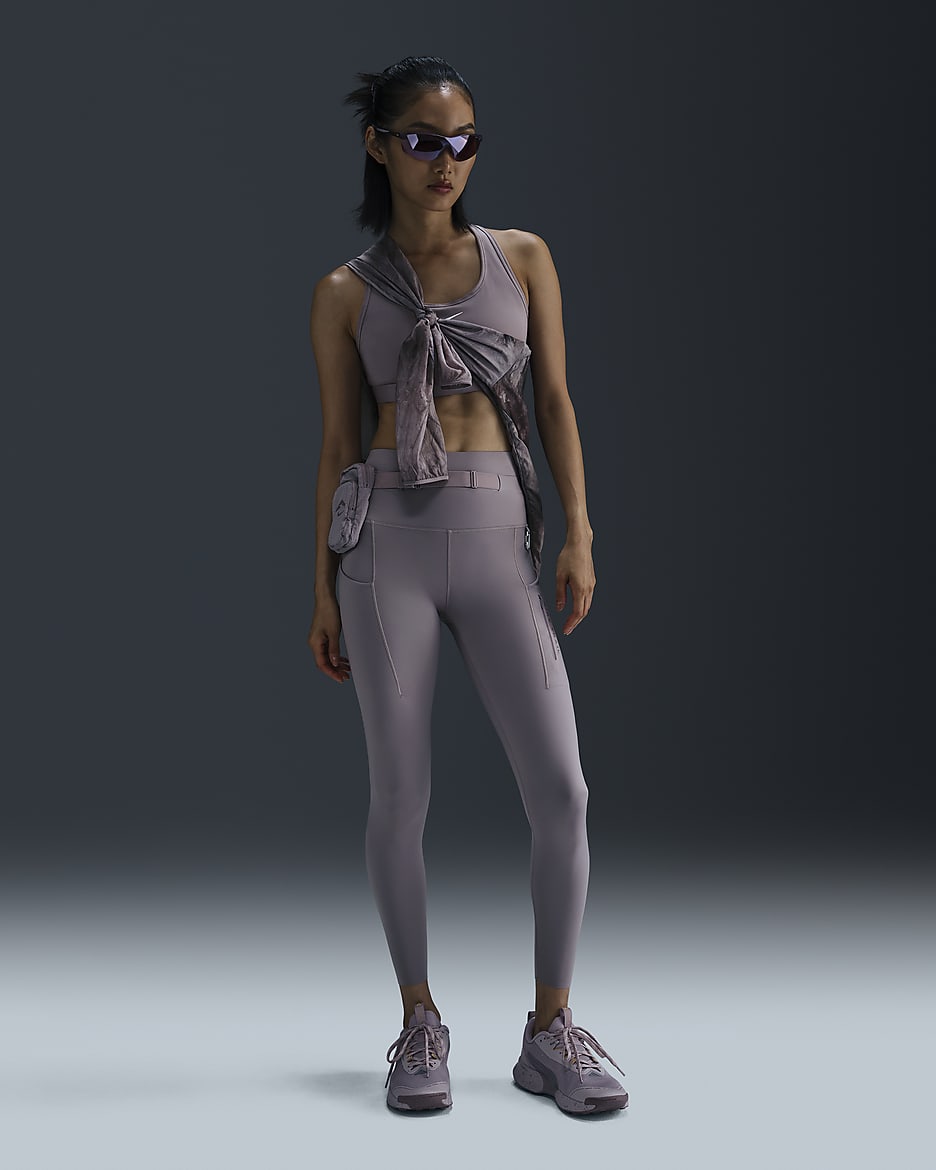 Nike Trail Go Women's Firm-Support High-Waisted 7/8 Leggings with Pockets - Light Violet Ore/Light Violet Ore/Taupe Grey