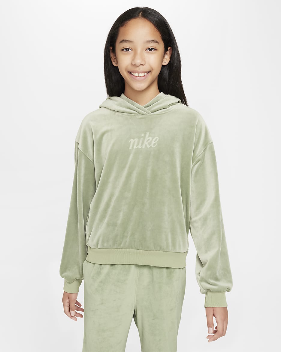 Nike Sportswear Girls' Pullover Hoodie - Oil Green/Jade Horizon