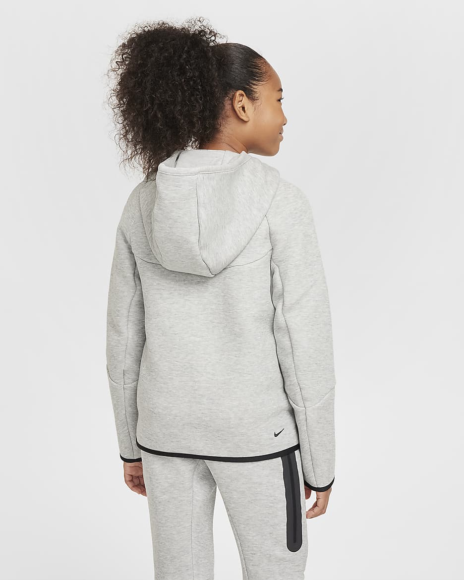 Nike Sportswear Tech Fleece Big Kids' Full-Zip Hoodie - Dark Grey Heather/Dark Grey Heather/Black/Black