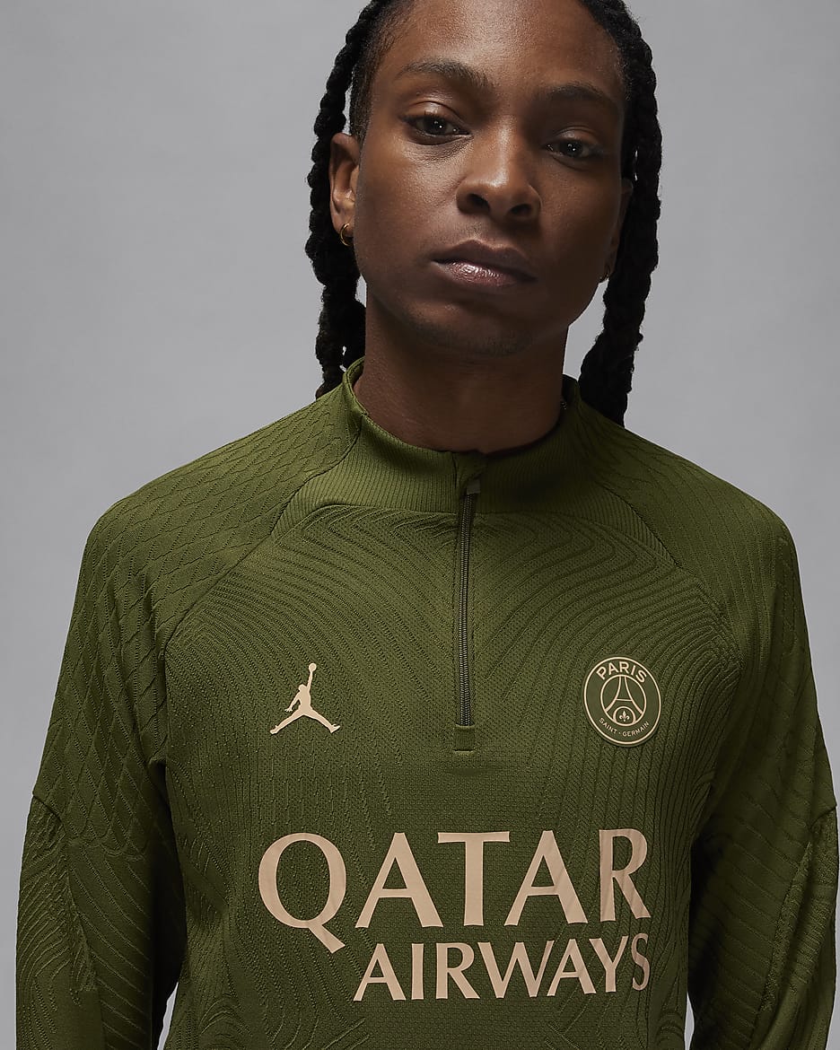 Męska treningowa koszulka piłkarska Jordan Dri-FIT ADV Paris Saint-Germain Strike Elite (wersja czwarta) - Rough Green/Rough Green/Dark Obsidian/Hemp