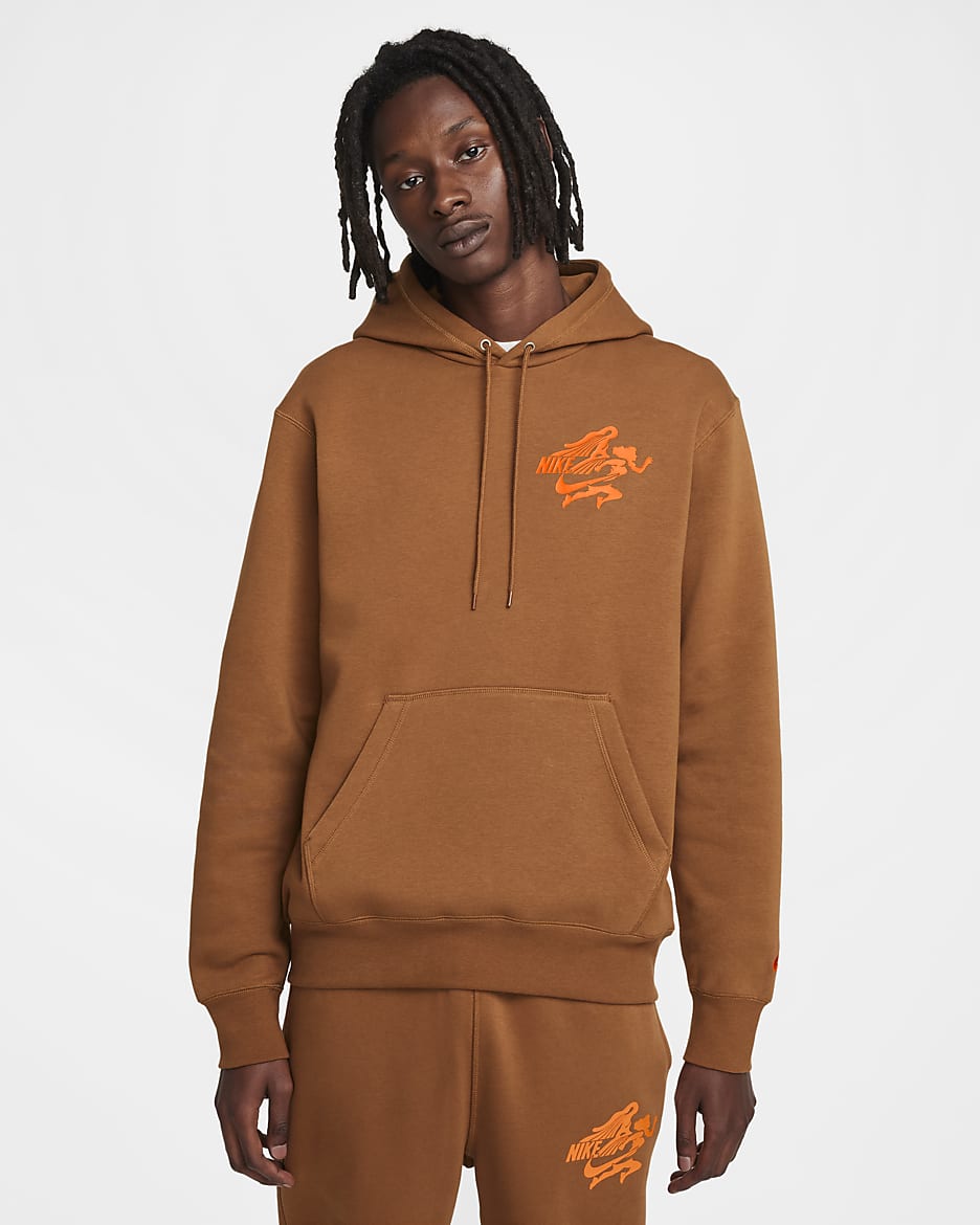 Nike Sportswear Club Men's Hoodie - Light British Tan/Light British Tan/Safety Orange