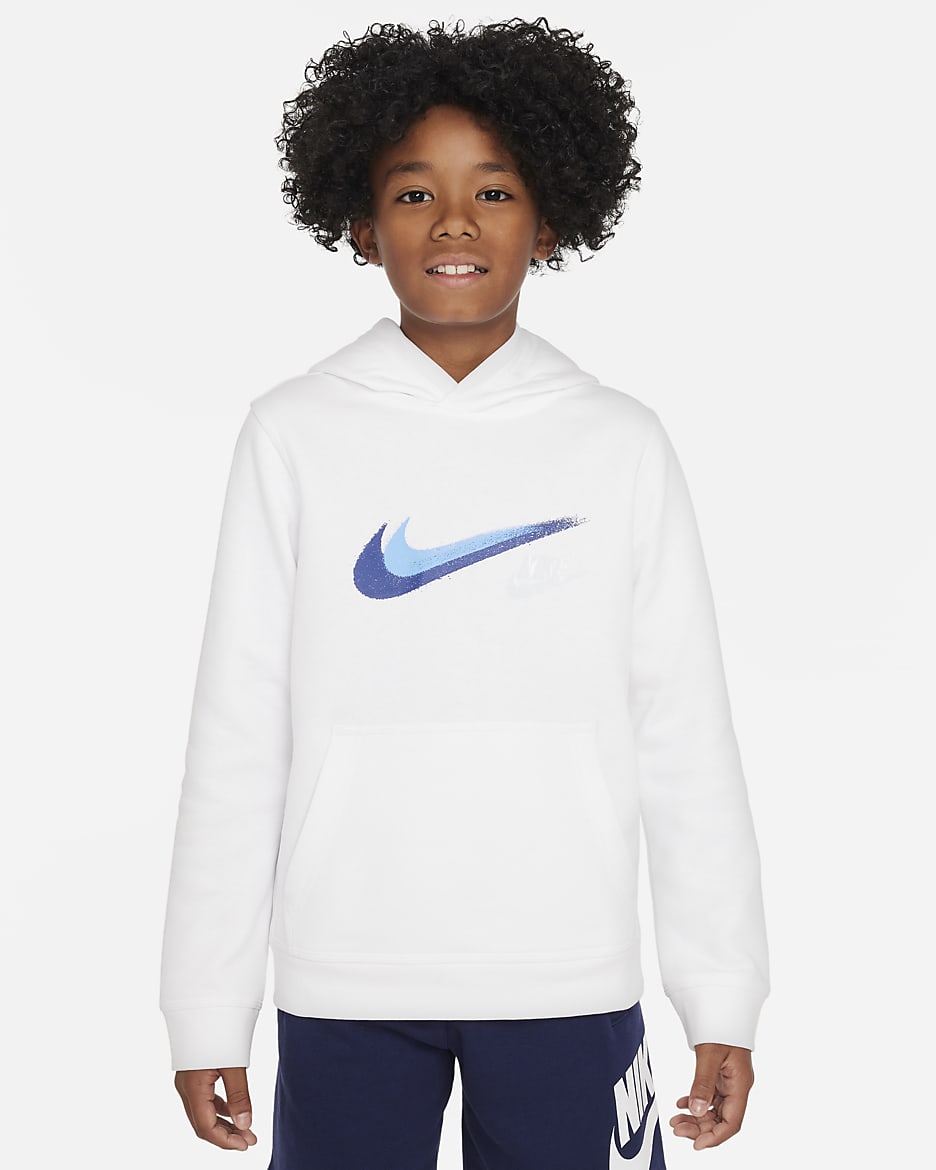 Nike Sportswear Older Kids' (Boys') Fleece Pullover Graphic Hoodie - White