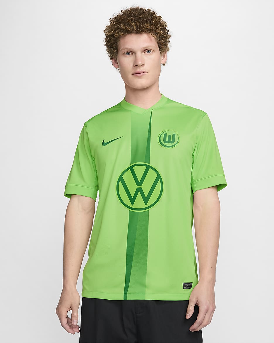 Męska koszulka piłkarska Nike Dri-FIT VfL Wolfsburg Stadium 2024/25 (wersja domowa) (replika) - Sub Lime/Lucky Green/Sub Lime