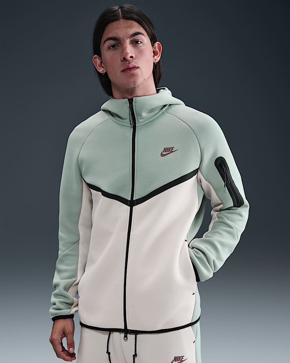 Sudadera con gorro Windrunner de cierre completo para hombre Nike Tech - Salvia empolvado/Marrón verdoso claro/Eclipse ciruela