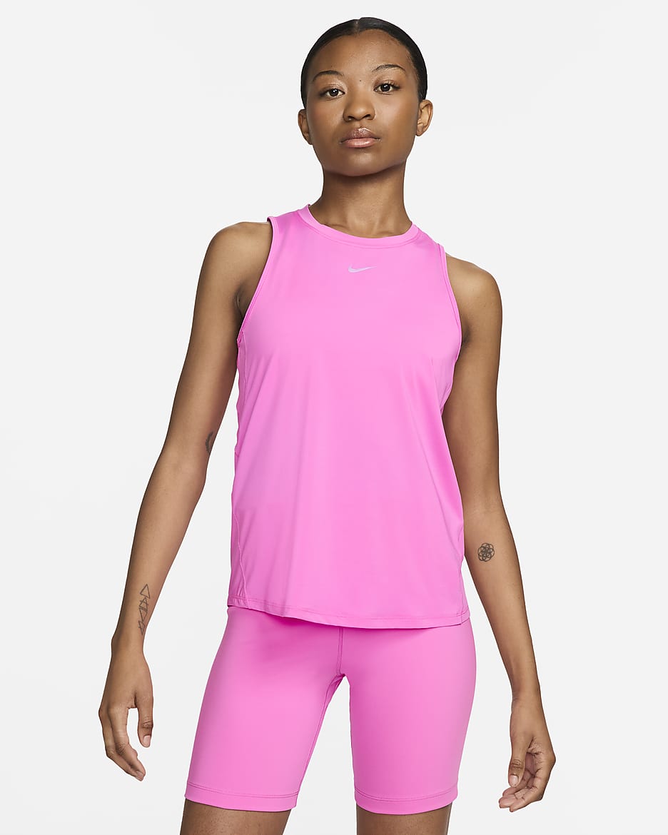 Camiseta de tirantes Dri-FIT para mujer Nike One Classic - Rosa alegre/Negro