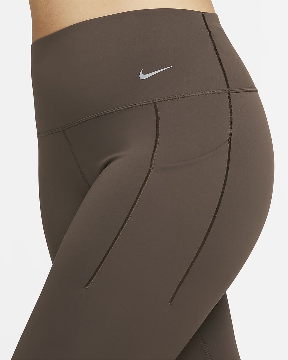 Nike Universa Women's Medium-Support High-Waisted Full-Length Leggings with Pockets - Baroque Brown/Black