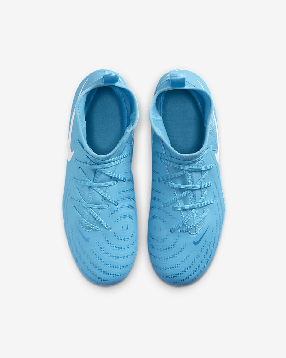 Nike Jr. Phantom Luna 2 Academy AG høy fotballsko til små/store barn - Blue Fury/Hvit