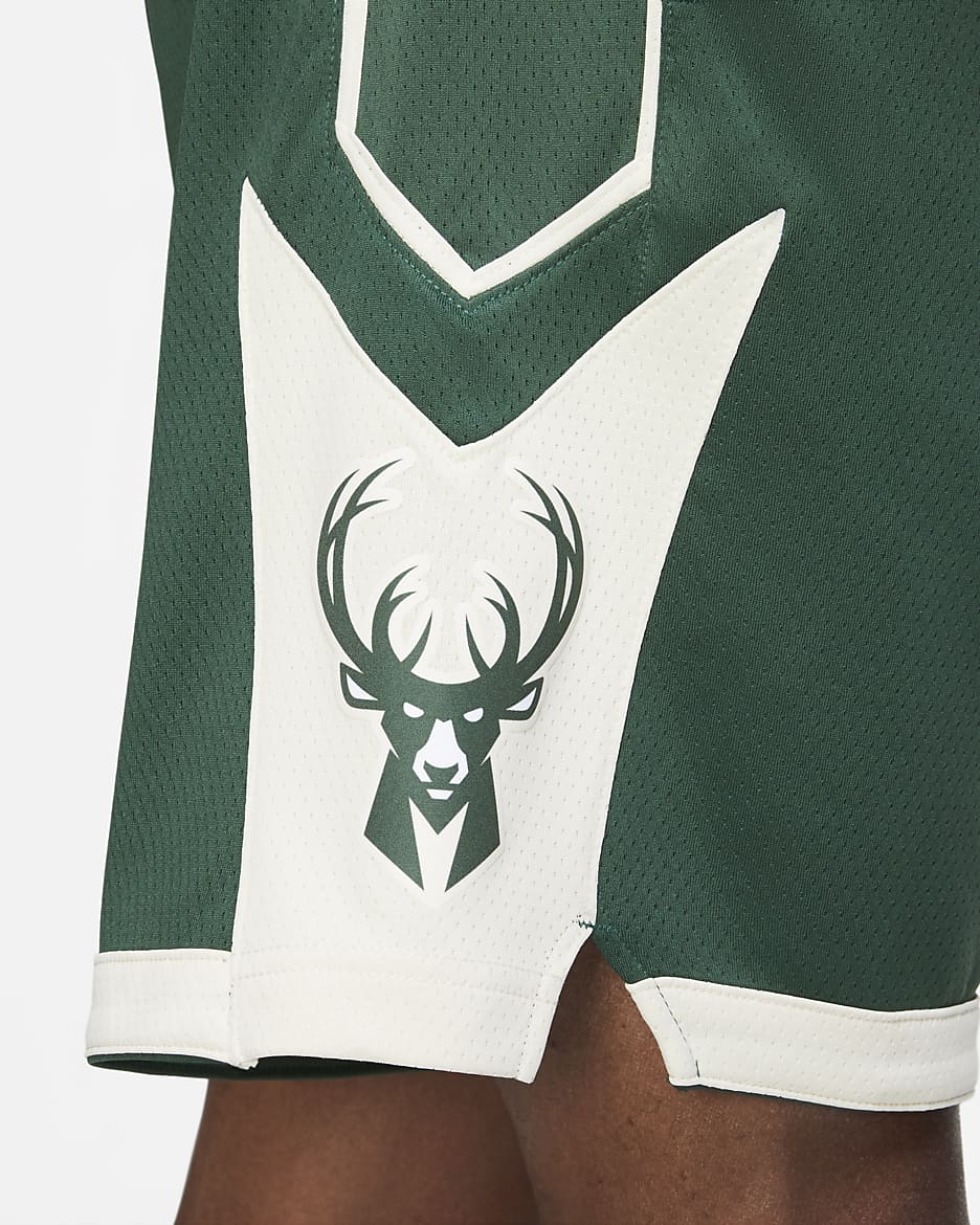 Milwaukee Bucks Icon Edition Nike NBA Swingman-shorts til herre - Fir/Flat Opal/Opal/Hvit