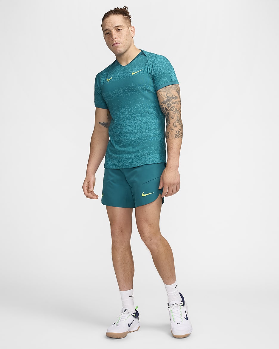 Rafa Men's Dri-FIT ADV Short-Sleeve Tennis Top - Geode Teal/Volt