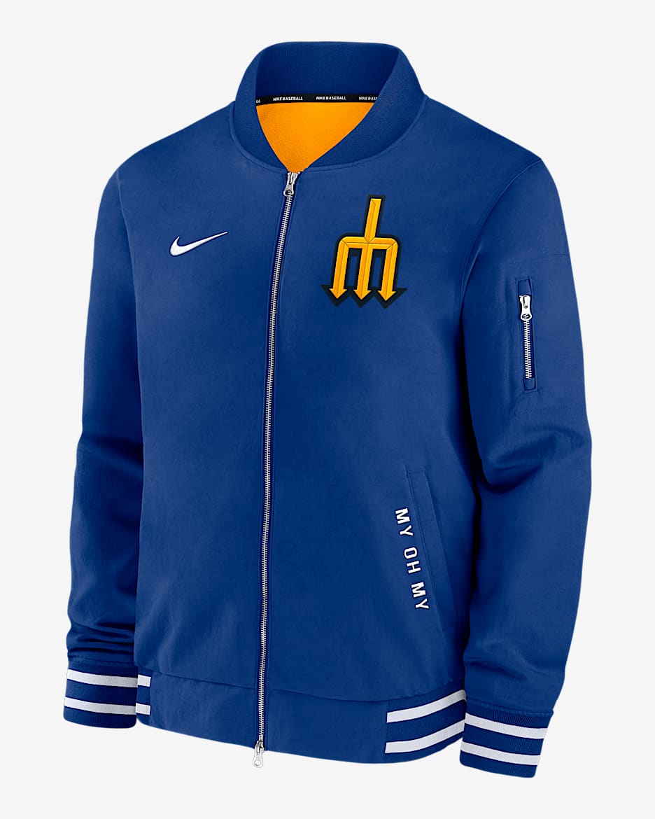 Seattle Mariners Authentic Collection City Connect Men's Nike MLB Full-Zip Bomber Jacket - Royal