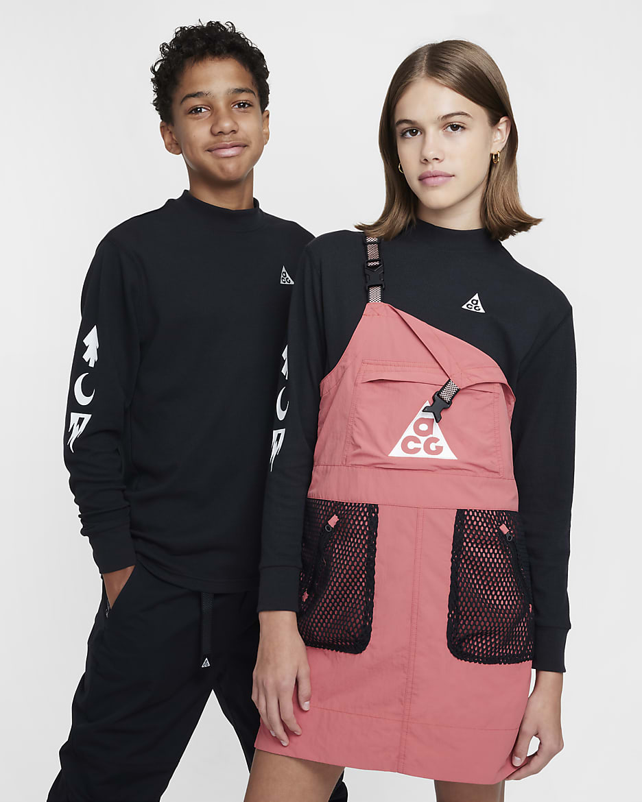 Haut gaufré à manches longues Dri-FIT Nike ACG pour ado - Noir/Summit White