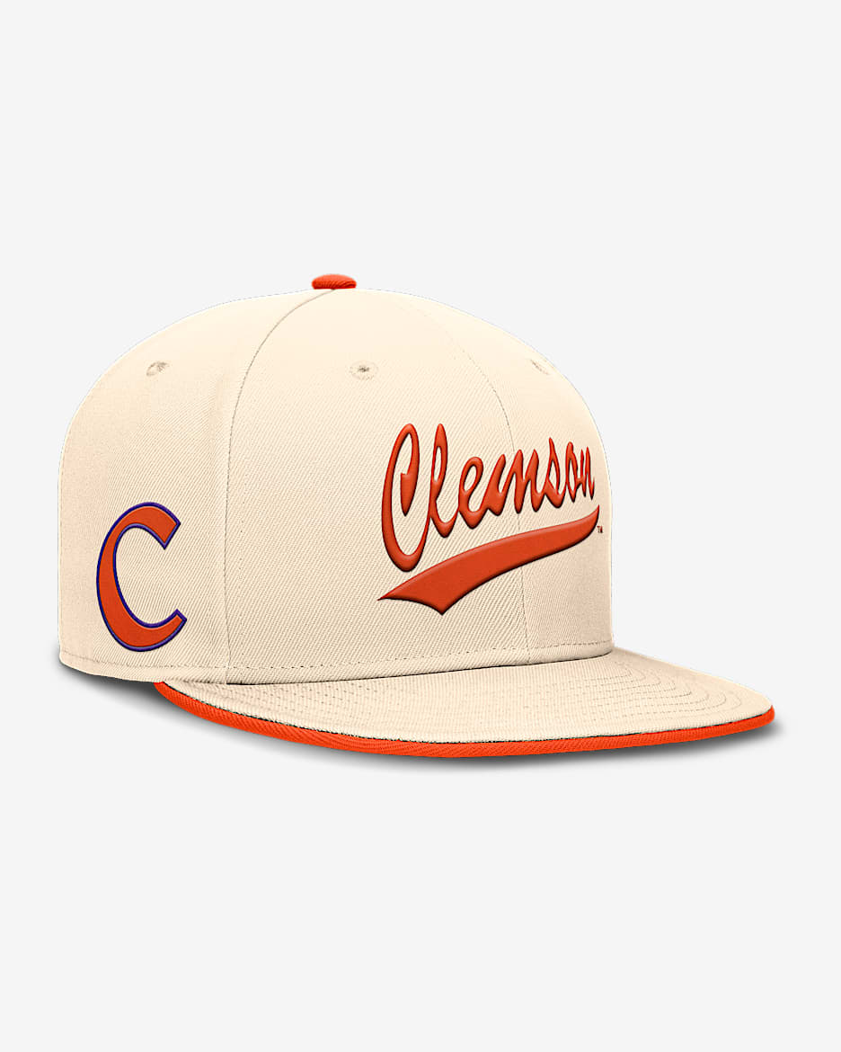 Gorra universitaria Nike Dri-FIT ajustada para hombre Clemson Tigers Primetime True - Natural