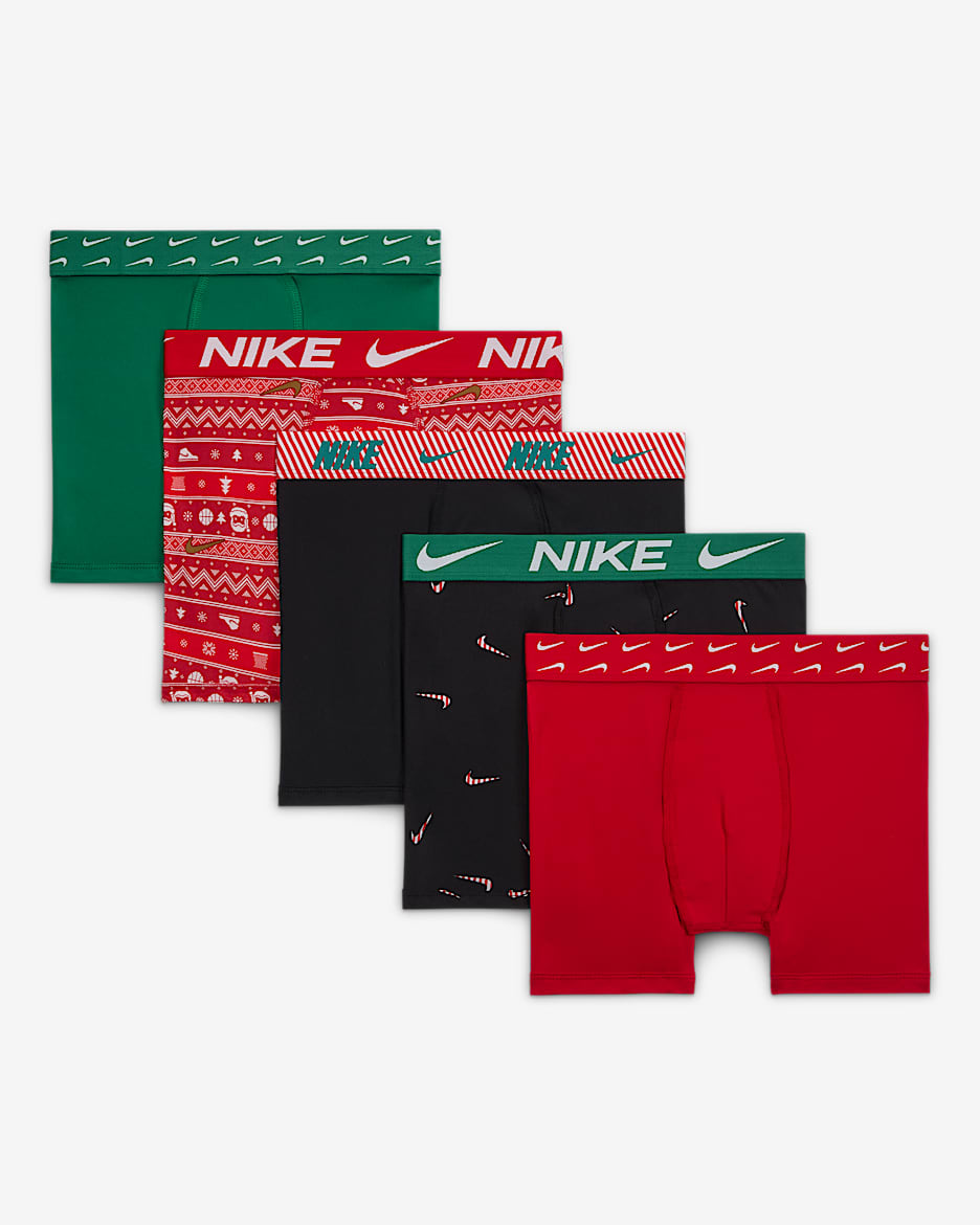 ナイキ Dri-FIT ジュニア ホリデー ポリ ボクサーブリーフ (5枚) - ユニバーシティレッド