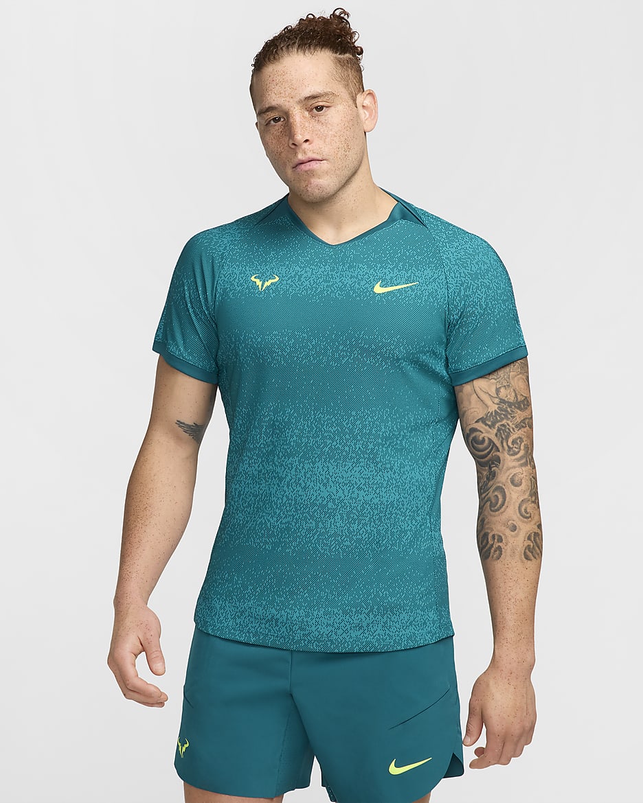 Rafa Men's Dri-FIT ADV Short-Sleeve Tennis Top - Geode Teal/Volt