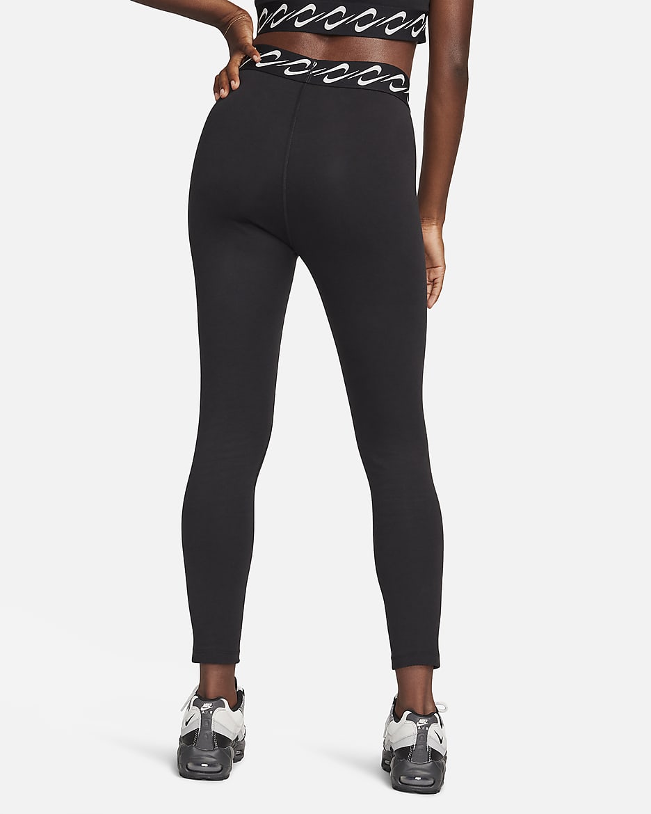 Nike Sportswear Classic Swoosh Women's High-Waisted 7/8 Leggings - Black/Sail