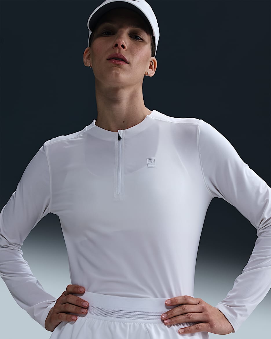 Capo midlayer da tennis Dri-FIT NikeCourt Advantage – Donna - Bianco/Bianco